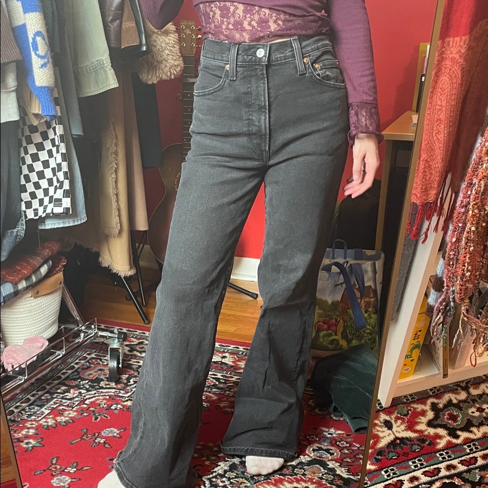 WORN ONCE! Levi High-Waisted Black Flare Jeans